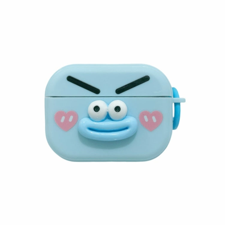 For AirPods Pro Fresh 3D Emoticon Pattern Skin Feel Earbuds Box PC Case(Blue) by buy2fix