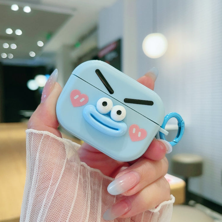 For AirPods Pro Fresh 3D Emoticon Pattern Skin Feel Earbuds Box PC Case(Blue) by buy2fix