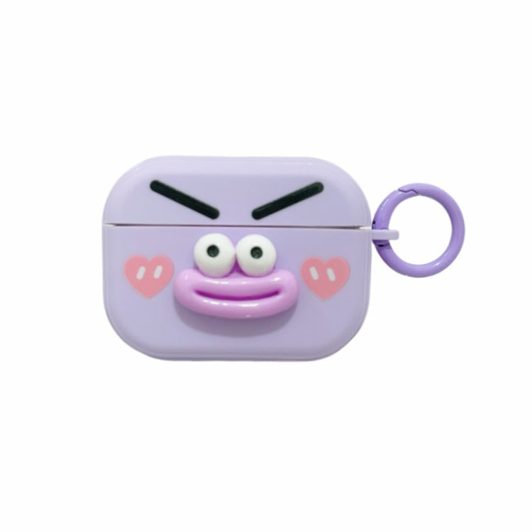 For AirPods Pro Fresh 3D Emoticon Pattern Skin Feel Earbuds Box PC Case(Purple) by buy2fix