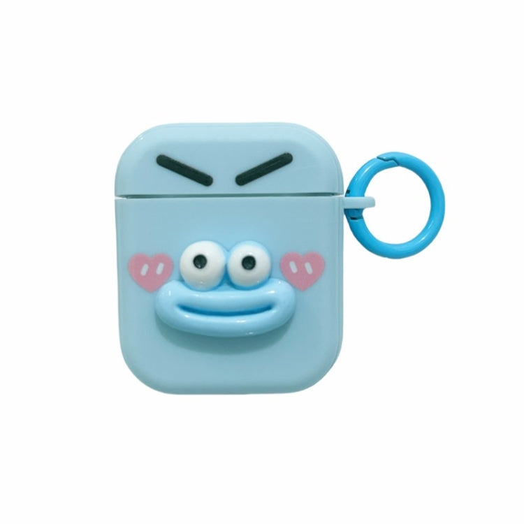For AirPods 2 / 1 Fresh 3D Emoticon Pattern Skin Feel Earbuds Box PC Case(Blue) by buy2fix