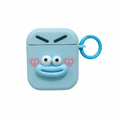 For AirPods 2 / 1 Fresh 3D Emoticon Pattern Skin Feel Earbuds Box PC Case(Blue) by buy2fix