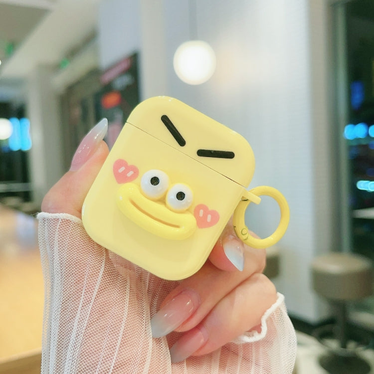 For AirPods 2 / 1 Fresh 3D Emoticon Pattern Skin Feel Earbuds Box PC Case(Yellow) by buy2fix