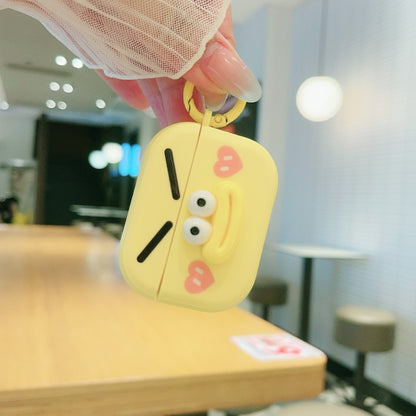 For AirPods 2 / 1 Fresh 3D Emoticon Pattern Skin Feel Earbuds Box PC Case(Yellow) by buy2fix