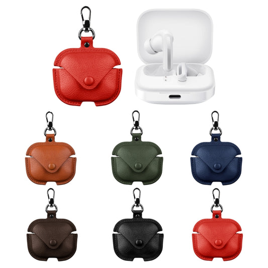 For Redmi Buds 5 / 6S Business Leather Earphone Protective Case with Hook(Blue) by buy2fix