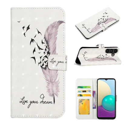 For Samsung Galaxy S25+ 5G Oil Embossed 3D Drawing Leather Phone Case(Feather) by buy2fix