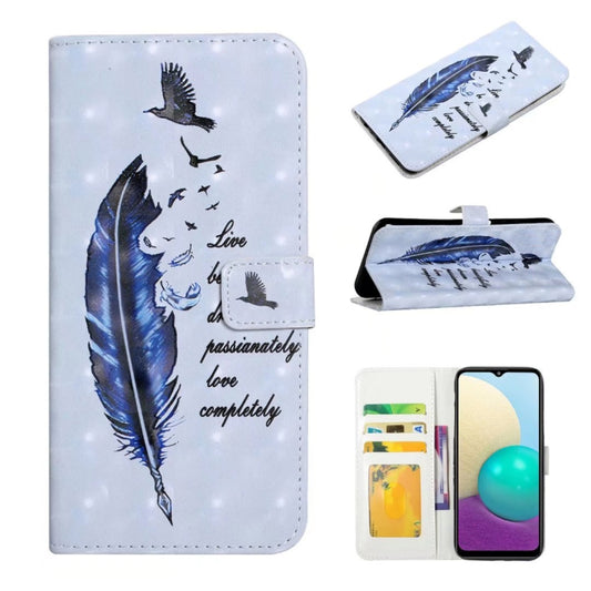 For Samsung Galaxy S25+ 5G Oil Embossed 3D Drawing Leather Phone Case(Blue Feather) by buy2fix