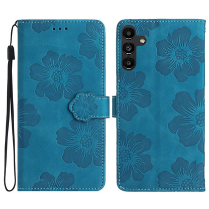 For Samsung Galaxy S25 5G Flower Embossing Pattern Leather Phone Case(Blue) by buy2fix