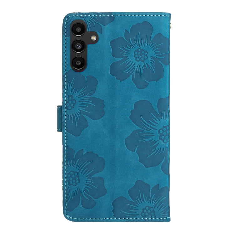 For Samsung Galaxy S25 5G Flower Embossing Pattern Leather Phone Case(Blue) by buy2fix
