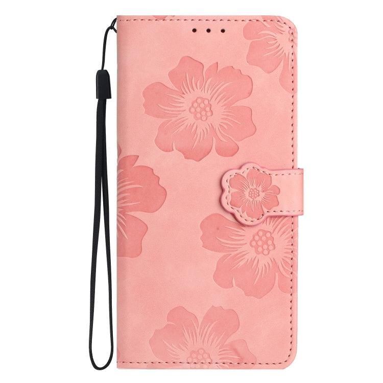 For Samsung Galaxy S25 5G Flower Embossing Pattern Leather Phone Case(Pink) - Galaxy S25 5G Cases by buy2fix | Online Shopping UK | buy2fix