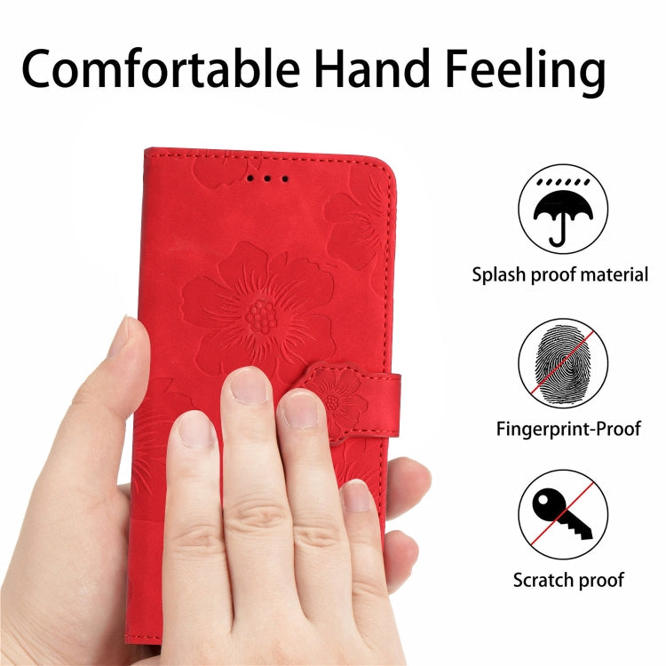 For Samsung Galaxy S25 5G Flower Embossing Pattern Leather Phone Case(Red) - Galaxy S25 5G Cases by buy2fix | Online Shopping UK | buy2fix