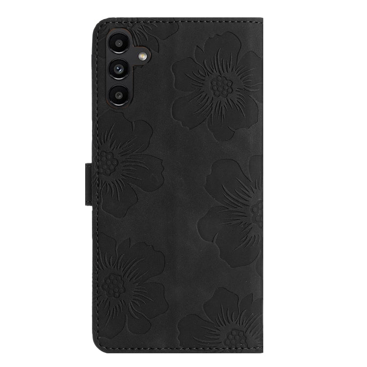 For Samsung Galaxy S25 5G Flower Embossing Pattern Leather Phone Case(Black) - Galaxy S25 5G Cases by buy2fix | Online Shopping UK | buy2fix