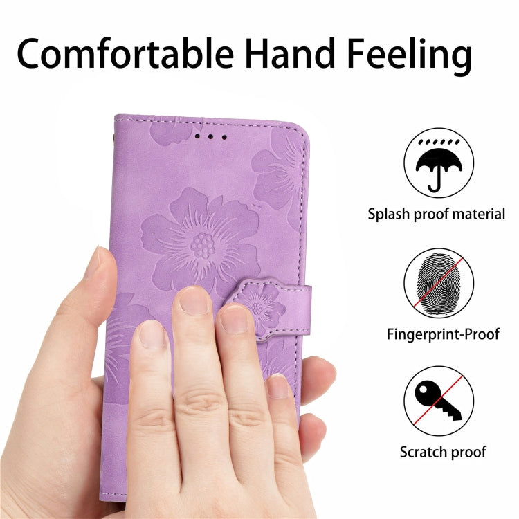 For Samsung Galaxy S25+ 5G Flower Embossing Pattern Leather Phone Case(Purple) - Galaxy S25+ 5G Cases by buy2fix | Online Shopping UK | buy2fix