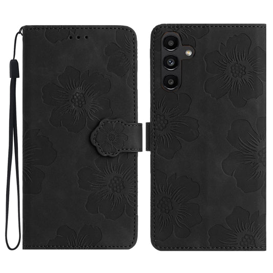 For Samsung Galaxy S25+ 5G Flower Embossing Pattern Leather Phone Case(Black) by buy2fix