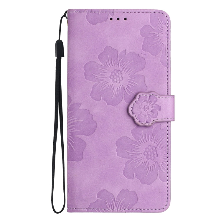 For Samsung Galaxy S25 Ultra 5G Flower Embossing Pattern Leather Phone Case(Purple) by buy2fix