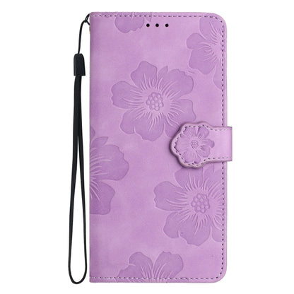 For Samsung Galaxy S25 Ultra 5G Flower Embossing Pattern Leather Phone Case(Purple) by buy2fix