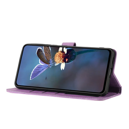 For Samsung Galaxy S25 Ultra 5G Flower Embossing Pattern Leather Phone Case(Purple) by buy2fix