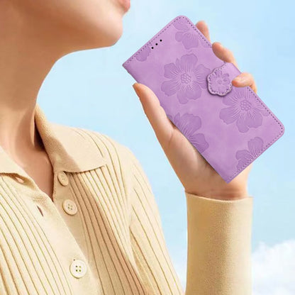 For Samsung Galaxy S25 Ultra 5G Flower Embossing Pattern Leather Phone Case(Purple) by buy2fix