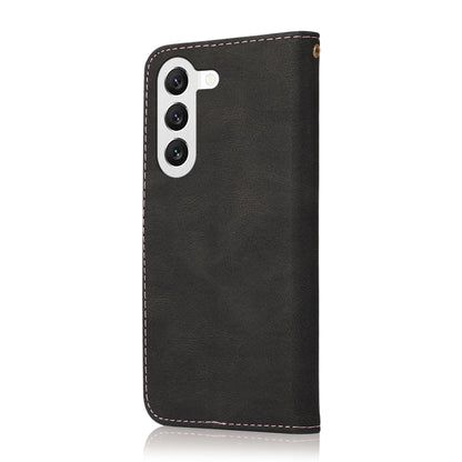 For Samsung Galaxy S25 5G Dual-color Stitching Leather Phone Case(Black Rose Gold) - Galaxy S25 5G Cases by buy2fix | Online Shopping UK | buy2fix