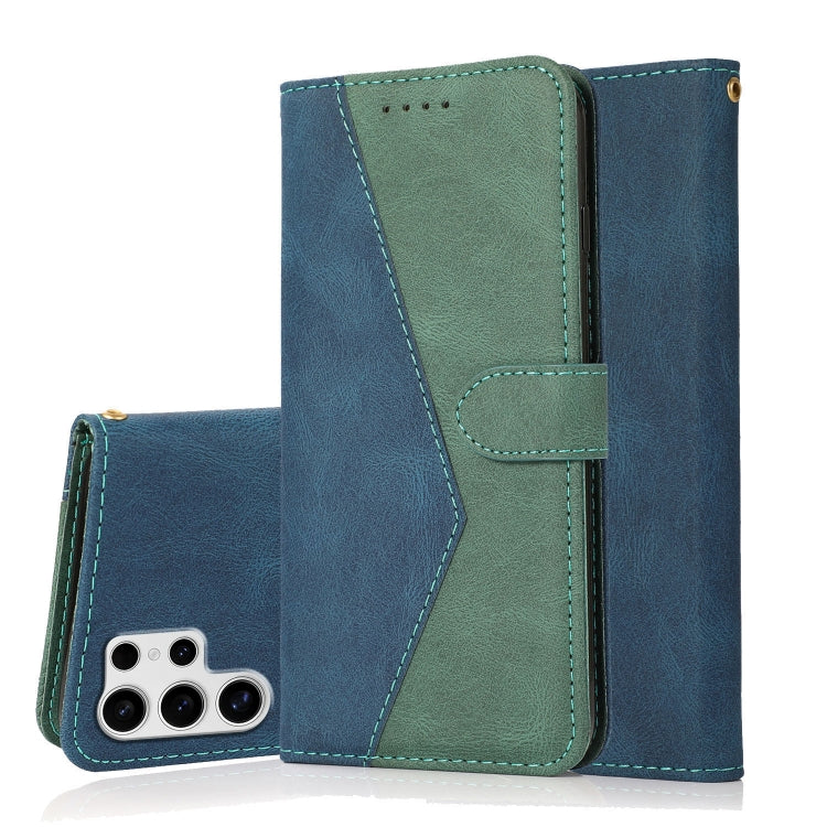 For Samsung Galaxy S25 Ultra 5G Dual-color Stitching Leather Phone Case(Blue Green) by buy2fix
