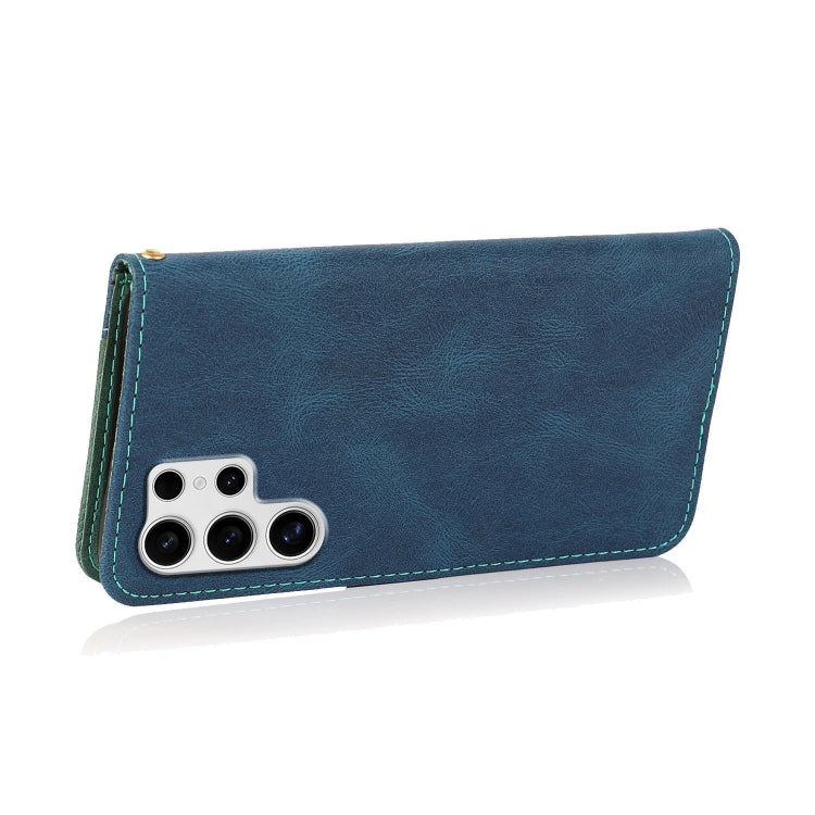 For Samsung Galaxy S25 Ultra 5G Dual-color Stitching Leather Phone Case(Blue Green) by buy2fix