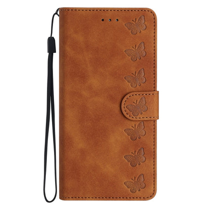 For Samsung Galaxy S25 5G Seven Butterflies Embossed Leather Phone Case(Brown) by buy2fix
