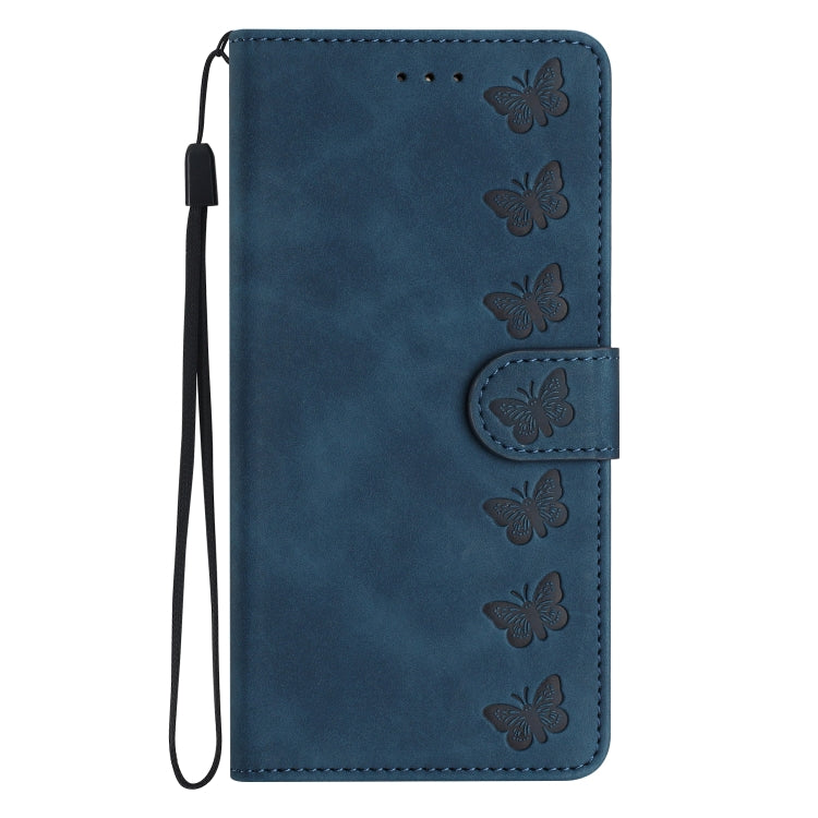 For Samsung Galaxy S25 5G Seven Butterflies Embossed Leather Phone Case(Blue) - Galaxy S25 5G Cases by buy2fix | Online Shopping UK | buy2fix