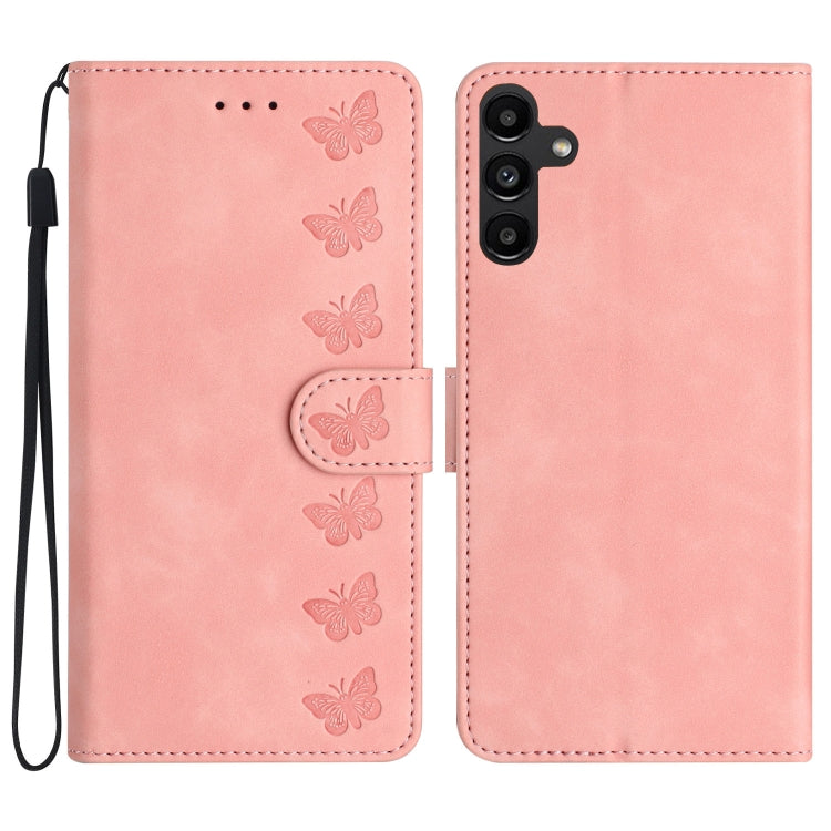 For Samsung Galaxy S25+ 5G Seven Butterflies Embossed Leather Phone Case(Pink) - Galaxy S25+ 5G Cases by buy2fix | Online Shopping UK | buy2fix