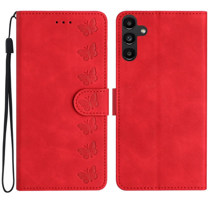 For Samsung Galaxy S25+ 5G Seven Butterflies Embossed Leather Phone Case(Red) by buy2fix