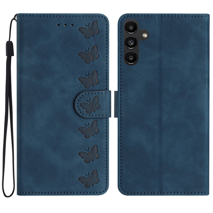 For Samsung Galaxy S25+ 5G Seven Butterflies Embossed Leather Phone Case(Blue) - Galaxy S25+ 5G Cases by buy2fix | Online Shopping UK | buy2fix