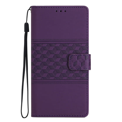 For Samsung Galaxy S25 5G Diamond Embossed Skin Feel Leather Phone Case(Purple) - Galaxy S25 5G Cases by buy2fix | Online Shopping UK | buy2fix