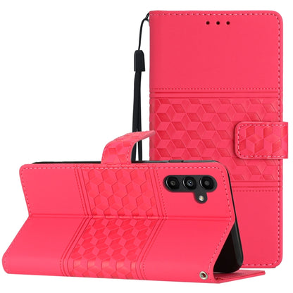 For Samsung Galaxy S25 5G Diamond Embossed Skin Feel Leather Phone Case(Red) - Galaxy S25 5G Cases by buy2fix | Online Shopping UK | buy2fix