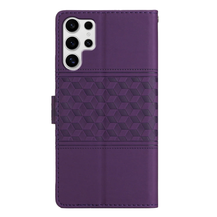 For Samsung Galaxy S25 Ultra 5G Diamond Embossed Skin Feel Leather Phone Case(Purple) - Galaxy S25 Ultra 5G Cases by buy2fix | Online Shopping UK | buy2fix