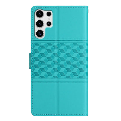 For Samsung Galaxy S25 Ultra 5G Diamond Embossed Skin Feel Leather Phone Case(Blue) - Galaxy S25 Ultra 5G Cases by buy2fix | Online Shopping UK | buy2fix