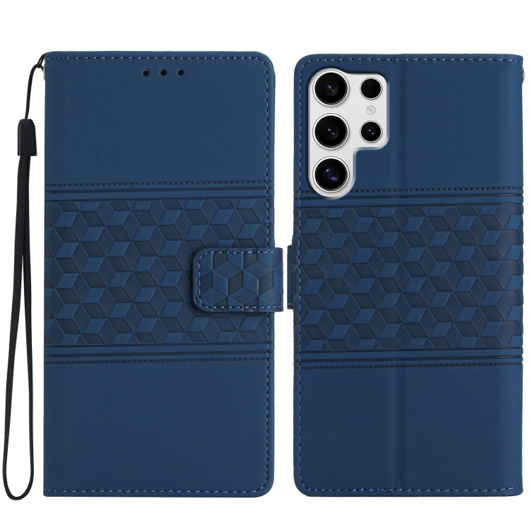 For Samsung Galaxy S25 Ultra 5G Diamond Embossed Skin Feel Leather Phone Case(Dark Blue) - Galaxy S25 Ultra 5G Cases by buy2fix | Online Shopping UK | buy2fix