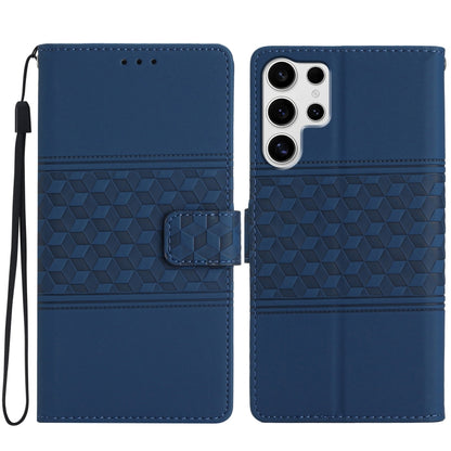 For Samsung Galaxy S25 Ultra 5G Diamond Embossed Skin Feel Leather Phone Case(Dark Blue) - Galaxy S25 Ultra 5G Cases by buy2fix | Online Shopping UK | buy2fix