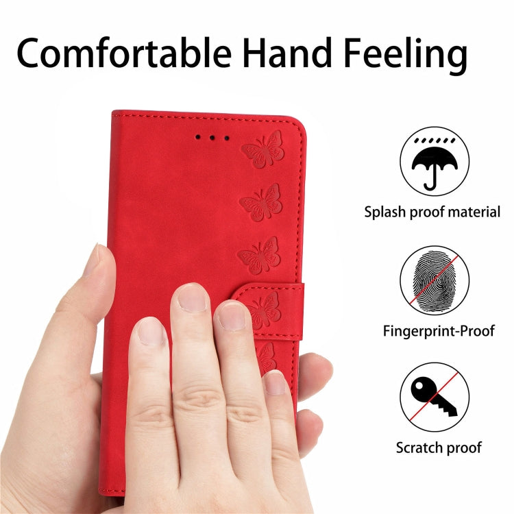 For Samsung Galaxy S25+ 5G Flower Butterfly Embossing Pattern Leather Phone Case(Red) - Galaxy S25+ 5G Cases by buy2fix | Online Shopping UK | buy2fix