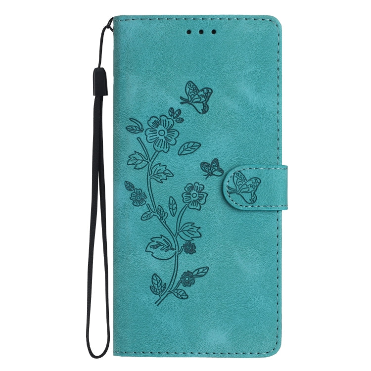 For Samsung Galaxy S25+ 5G Flower Butterfly Embossing Pattern Leather Phone Case(Sky Blue) by buy2fix