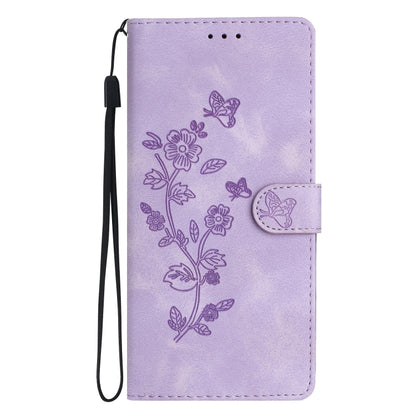 For Samsung Galaxy S25+ 5G Flower Butterfly Embossing Pattern Leather Phone Case(Purple) by buy2fix