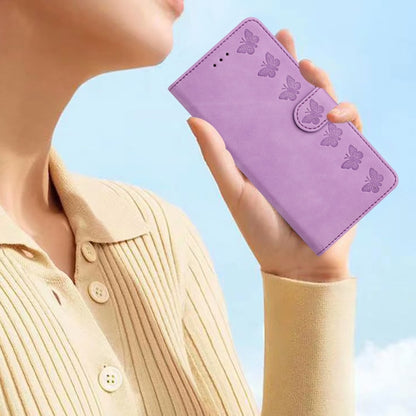 For Samsung Galaxy S25+ 5G Flower Butterfly Embossing Pattern Leather Phone Case(Purple) by buy2fix