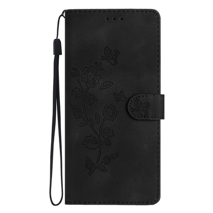 For Samsung Galaxy S25+ 5G Flower Butterfly Embossing Pattern Leather Phone Case(Black) - Galaxy S25+ 5G Cases by buy2fix | Online Shopping UK | buy2fix