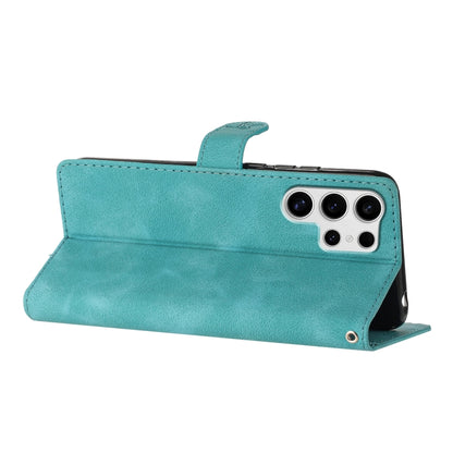 For Samsung Galaxy S25 Ultra 5G Flower Butterfly Embossing Pattern Leather Phone Case(Sky Blue) by buy2fix