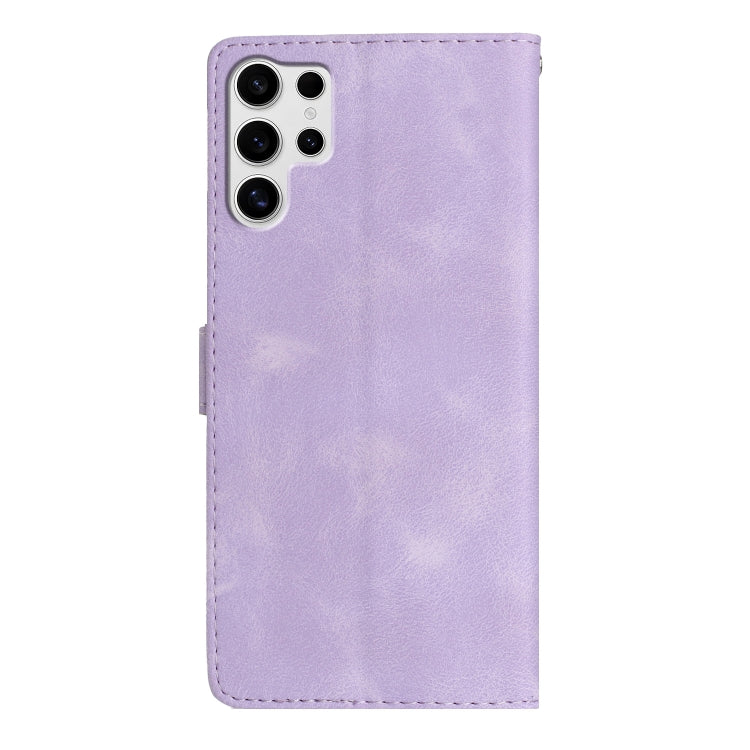 For Samsung Galaxy S25 Ultra 5G Flower Butterfly Embossing Pattern Leather Phone Case(Purple) - Galaxy S25 Ultra 5G Cases by buy2fix | Online Shopping UK | buy2fix