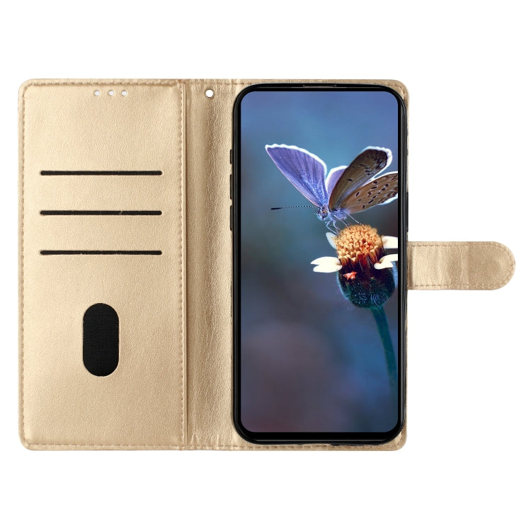 For Samsung Galaxy S25 Ultra 5G Cherry Blossom Butterfly Skin Feel Embossed PU Phone Case(Gold) by buy2fix