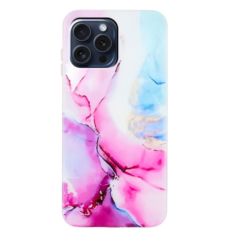 For iPhone 16 Pro Max IMD Marble TPU Phone Case(Pink Blue) - iPhone 16 Pro Max Cases by buy2fix | Online Shopping UK | buy2fix