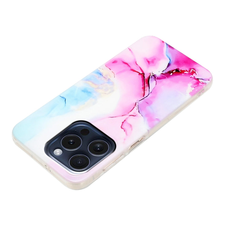 For iPhone 16 Pro IMD Marble TPU Phone Case(Pink Blue) - iPhone 16 Pro Cases by buy2fix | Online Shopping UK | buy2fix