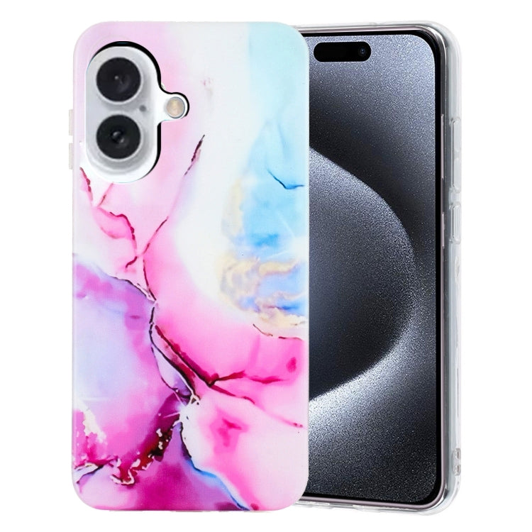 For iPhone 16 Plus IMD Marble TPU Phone Case(Pink Blue) by buy2fix