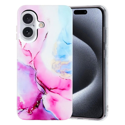 For iPhone 16 Plus IMD Marble TPU Phone Case(Pink Blue) by buy2fix
