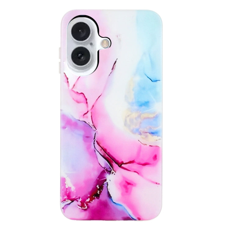 For iPhone 16 Plus IMD Marble TPU Phone Case(Pink Blue) by buy2fix