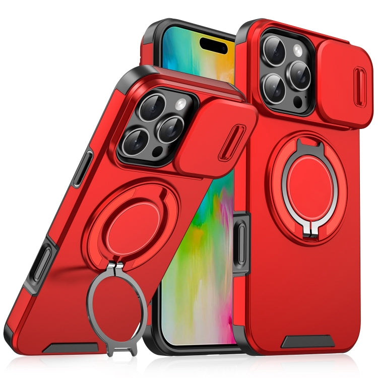 For iPhone 16 Pro Sliding Camshield Ring Holder Phone Case(Red) - iPhone 16 Pro Cases by buy2fix | Online Shopping UK | buy2fix