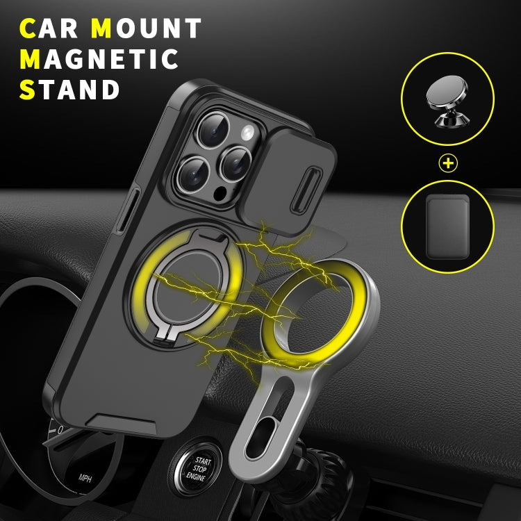 For iPhone 16 Pro Max Sliding Camshield Ring Holder Phone Case(Black) - iPhone 16 Pro Max Cases by buy2fix | Online Shopping UK | buy2fix